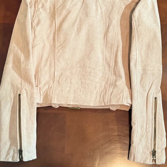 Luxurious VIGOSS - Beige Leather Jacket - Women's Small - NWOT's - Picture 6 of 11